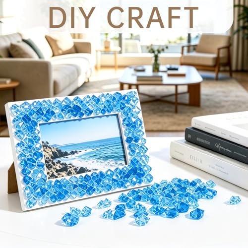 500 Pcs Fake Ice,11 * 14mm,Bule Acrylic Gems Vase Filler,Plastic Diamonds for Table Decoration DIY Craft Aquarium Display Party Centerpieces. - color: Bule, size: 11MMx14MM