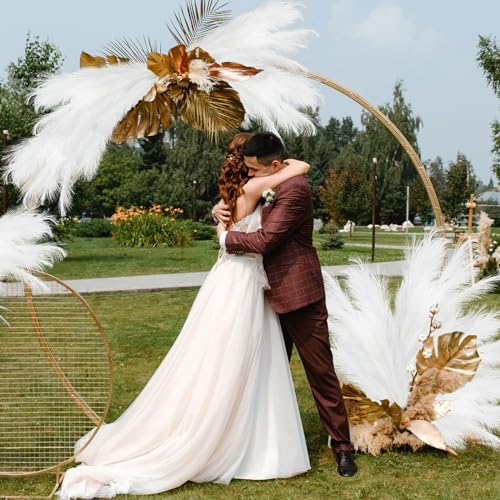 obbsie 35" White Faux Pampas Grass Decor, 8pcs Large Tall Fluffy Artificial Pompous Grass Branches for Floor Vase Filler Flower Arrangement for Home Wedding - color: White, size: 8 PCS