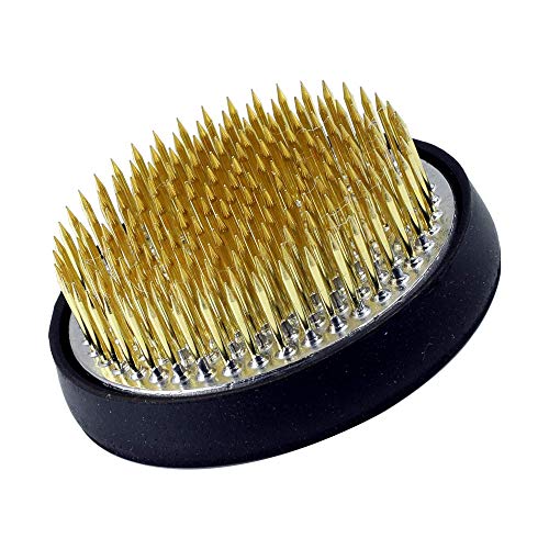 Wazakura Ikebana Kenzan Japanese Flower Holder, Made in Japan, Floral Arranging Pin Frog, Round - 2.4"(61mm) Brass