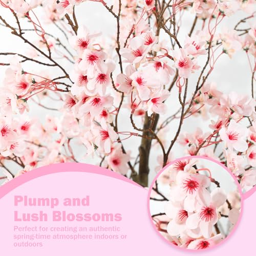 Caxchiling 6FT Cherry Bloosom Tree for Indoor Outdoor, Artificial Pink Flower Tree with Basket and Moss Topper, Faux Floor Plants for Home Office Living Room Bedroom Doorway Hallway, Spring Decor
