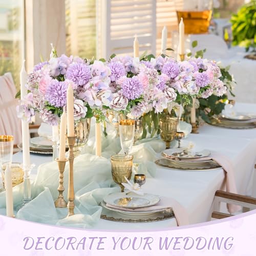 Lyrow 8 Pcs Peony Artificial Flowers Fake Silk Hydrangea Bouquet Elegant Peony Flowers for Wedding Decoration Faux Realistic Floral for Home Party Table Centerpieces Arrangement (Light Purple) - color: Light Purple