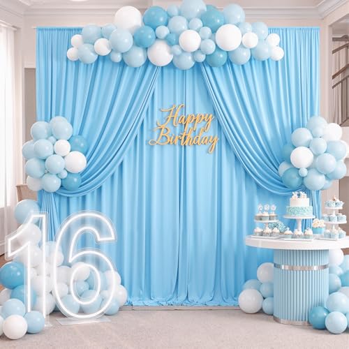 10x8ft Wrinkle Free Baby Blue Backdrop Curtains for Parties, Thick Fabric Backdrop Drapes for Wedding Birthday Photography Baby Shower Party Background - color: Baby Blue, size: 10ftx8ft