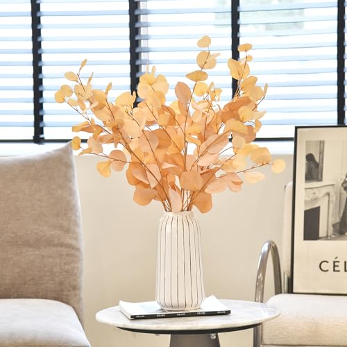 3 PCS Artificial Eucalyptus Stems Long 33" Fake Eucalyptus Leaves Branches for Vase Home Wedding Party Decorations, Champagne - color: Champagne*3