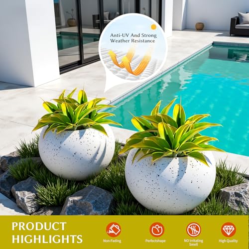 Ttranewsoo Artificial Agave Plants,Large UV Resistant Fake Agave Planters 12" for Indoor and Outdoor Decorating Tropical Plant Succulents Greenery Indoor Decor (2Pack) Yellow - color: Agave12-ye2