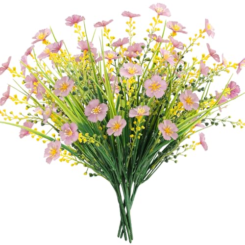 MACTING Artificial Flowers for Outdoors 6 Bundles UV Resistant Fake Flowers No Fade Faux Outdoor Plants for Indoor Outside Planters Garden Porch Yard Window Pot Home Summer Decorations,Light Purple - color: Light Purple, size: 6PCS