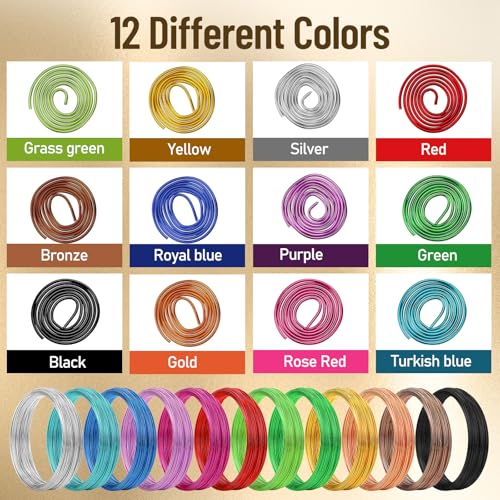 Ferraycle 25 Rolls 410 Feet Colored Aluminum Craft Wires, 12 Colors 20 Gauge/ 0.8 mm Flexible Metal Artistic Floral Beading Wire for Jewelry DIY Craft Wreath Making - color: 12 Colors, size: 410 Feet