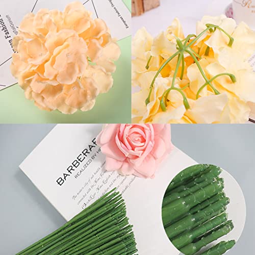 FagusHome Silk Hydrangea Heads 36 Pcs Artificial Flowers Heads and 3 Dozens Stems Fake Hydrangea Flowers with Stems for Home Wedding Decor (Light Yellow) - color: Light Yellow