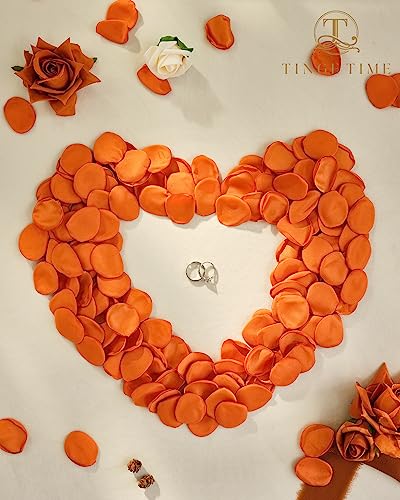 TINGE TIME 200pcs Silk Rose Petals Burnt Orange Flower Petals for Wedding, Flower Girl Basket, Aisle Runner, Romantic Dinner Centerpieces, Proposal, Party Confetti - color: Burntorange