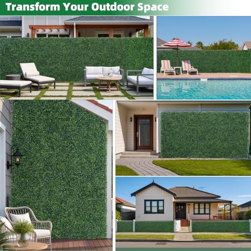 Artificial Boxwood Roll, 40x160 in(44 sqft) UV-Anti Faux Ivy Grass Wall Backdrop for Balcony Privacy, Fake Greenery Wall Decor for Garden, Patio, Backyard - size: 40x160inch