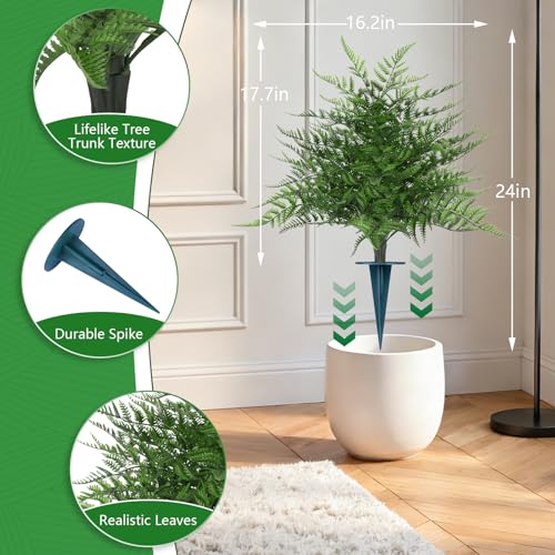 Grooy Artificial Fern Topiary Ball with Ground Spike, Set of 2 Realistic Boston Fern Plants Shrub, Fake UV Resistant Evergreen Bushes Tree for Porch Garden Indoor Outdoor Decor - color: Fern
