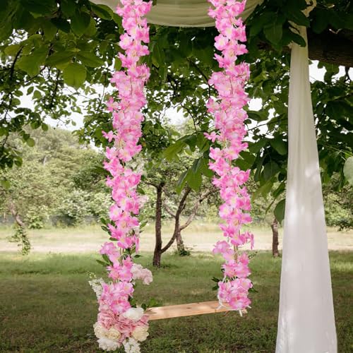 CITYES 2 Pcs Artificial Cherry Blossom Flower Vines Cherry Blossom Garland 18.48 ft Hanging Silk Flowers Vines Fake Flower Garland Outdoors for Home Wedding Garden Party Arch Office Decor Pink - color: Pink-2 Pcs
