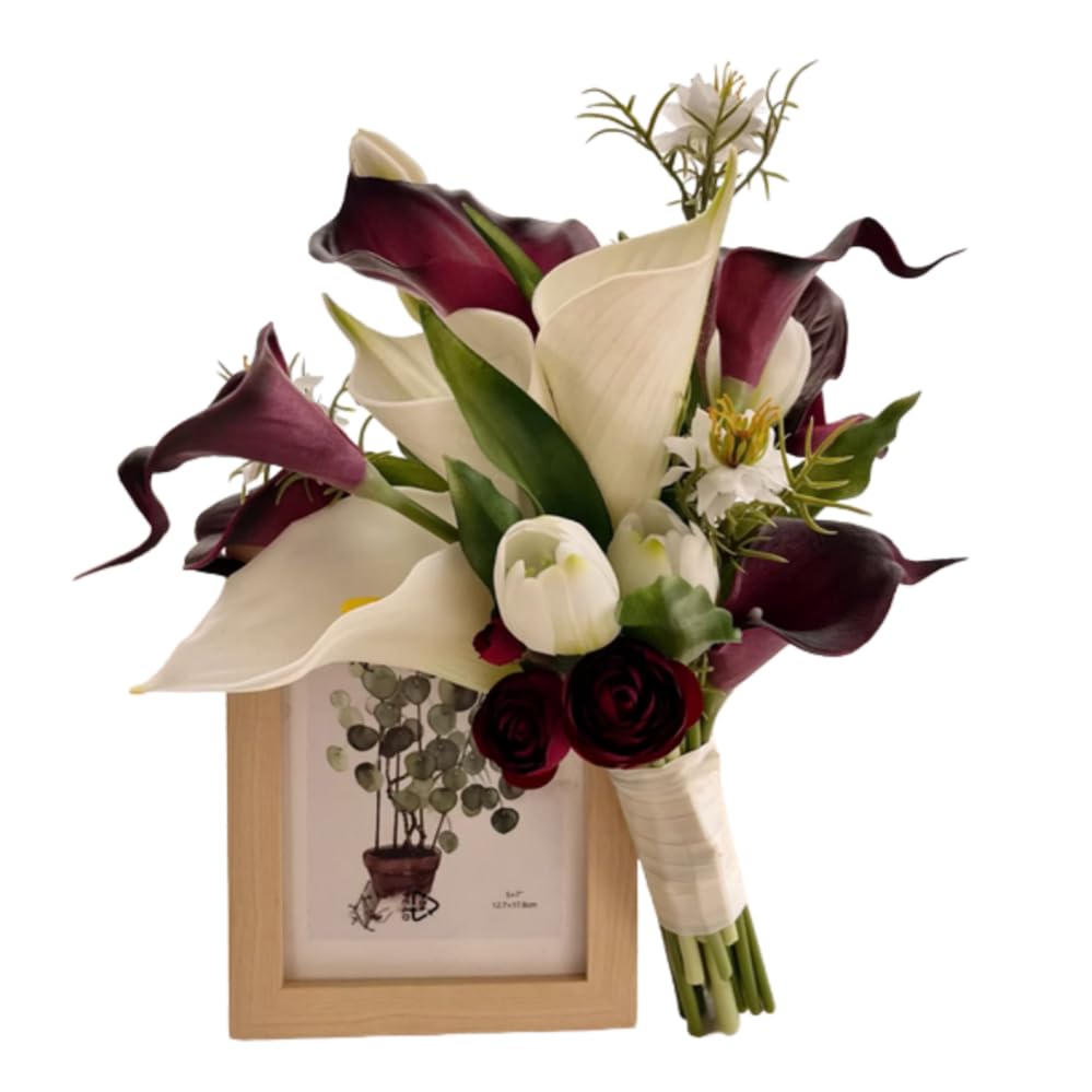 15pcs Artificial Flower Calla Lilies with Babys Breath 14" Mix Purple Flowers Bulk, Real Touch Plastic Flower for Wedding Bridal Bouquet Centerpiece,Spring Mother's Day Easter Home Decor