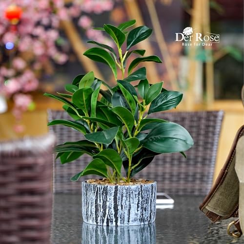 Der Rose 2 Pack Fake Plants Artificial Plants Indoor with Black and White Striped Pots for Room Home Bathroom Bedroom Kitchen Decor - color: 2packs-green