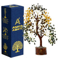 ANAYA AGATE Money Wealth Crystal Tree Set with Tree of Life Citrine, Pyrite, Tiger Eye & Green Aventurine, Chakra Healing Gemstone Trees for Prosperity, Success, Good Luck & Positive Energy - color: Money Wealth Golden Wire
