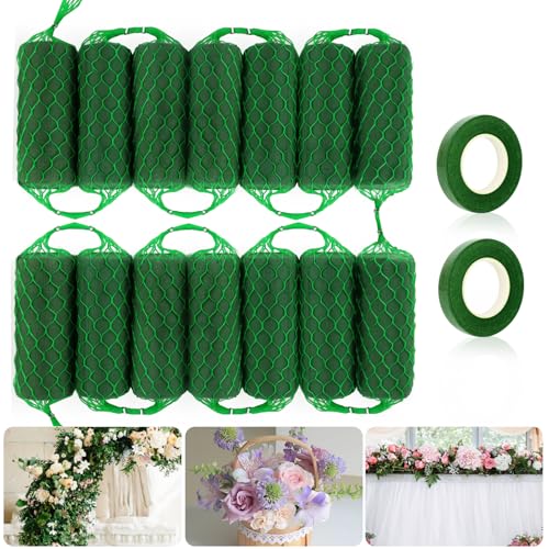 14 Pcs Floral Foam Garland 9.2ft Flower Sponge Blocks Kit, Absorption Flower Holder Arch Door Tabletop Flower Arrangement Material Floral Craft Wet Foam Blocks for Home Wedding Holiday Decoration - color: 14 Pcs