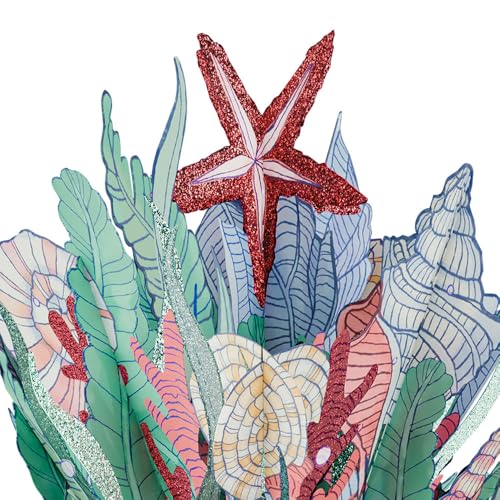 Lovepop Everyday Pop-Up Bouquet with Glitter Details for Her and Him - 3D Greeting Cards for Boys, Girls, Men, Women - Coastal Treasure- 12" Glitter Bouquet - Blank Notecard & Envelope Included - color: Coastal Treasure Glitter Bouquet