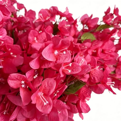 Pack of 16 - Artificial Bougainvillea Flower Stems Silk Long Branches Full Blossoms for Home Wedding Table Centerpiece Event Backdrop Indoor Outdoor Decorations - color: Deep Pink - Pack of 16