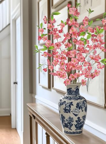 3 Pcs Dark Pink Cherry Blossom Branches 39.4" Silk Flowers with Stems Long Stem Artificial Flowers for Spring Summer Indoor Decoration Faux Flower for Vase Arrangements Table Centerpiece Wedding Decor - color: Dark Pink