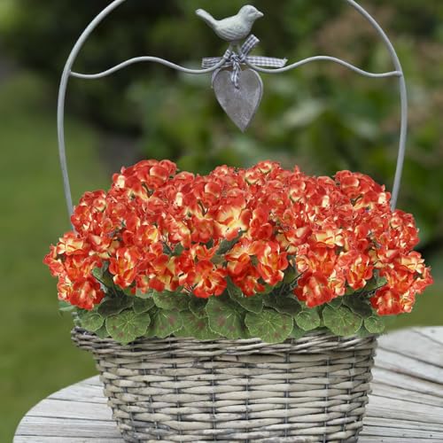 CISDUEO 2 Pcs Artificial Geranium Flowers for Outdoors Silk Geraniums Fall Flowers Orange Geranium Bush Faux Flowers for Outdoor Planter Decor Indoor Garden Porch Grave Cemetary Table Centerpiece - color: Orange