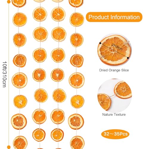 Christmas Decorations, 10ft Dried Orange Slice Christmas Garland, Rustic Orange Garland for Mantle Front Door Fireplace Home Wall Doorway Window Christmas Tree Porch Farmhouse Indoor Decor - size: 1PCS-10FT-Orange
