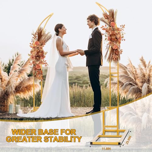Curved Metal Wedding Arch Stand, Garden Arch Flower Stand Outdoor Indoor Use for Wedding Ceremony Birthday Anniversary Floral Stand Background Decoration 8.2FT and 6.9FT (Gold) - color: Gold