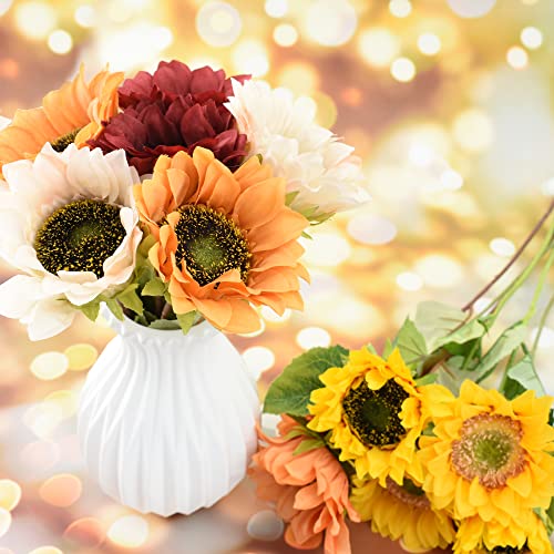 Fake Sunflower, Artificial Flowers Colorful Bouquet for Home Decoration/Wedding Decor 6 Stems