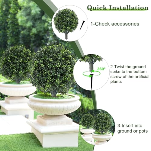 16" Artificial Boxwood Topiary Trees, UV Resistant Outdoor/Indoor Faux Plants Realistic Landscaping Decor for Porch Garden Entryway-2 Pack - color: Boxwood Tree