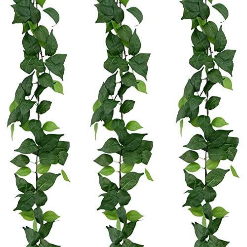 3Pcs Artificial Greenery Ivy Vines Kit, 6FT Odorless Silk Ivy Garland, Green Leaves Fake Hanging Plants, for Boho Decor, Home, Classroom, Wall, Party and Wedding Decoration - color: Green2