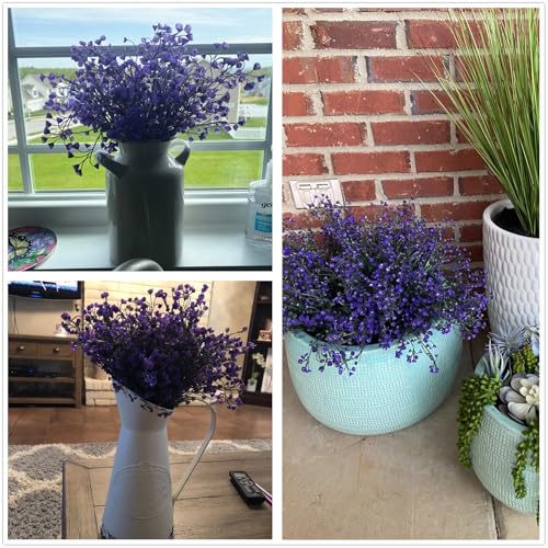 CATTREE Artificial Plants Shrubs Bushes, Plastic Fake Flowers Wedding Indoor Outdoor Home Garden Verandah Kitchen Office Table Centerpieces Arrangements Christmas Decoration - Deep Purple 4 pcs - color: Bell Leaves-purple-4 Pcs