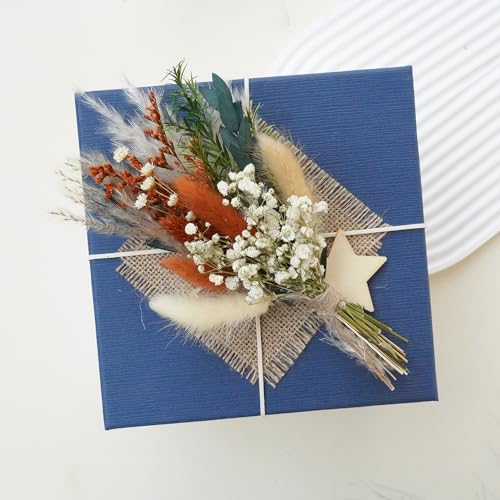 Boho Mini Dried Flower Bouquet, Dried Flower Decorfor Home, Wedding and Table Decorations (Style B)