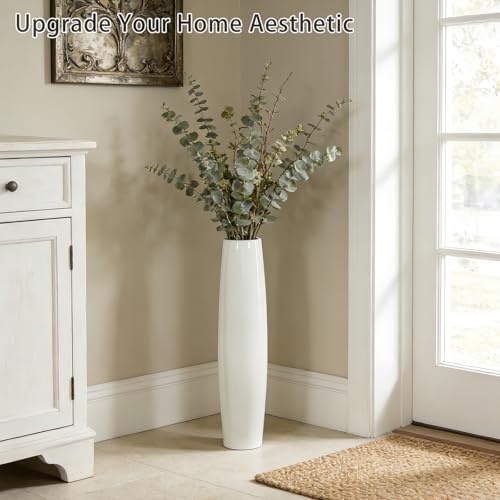 17.7 Inch White Ceramic Floor Vase, Tall Decorative Vase with Glossy Glaze, Big Standing Flower Vases for Pampas Grass, Modern Home Decor for Living Room, Office, Bedroom, Dining Corner - color: Shape 2