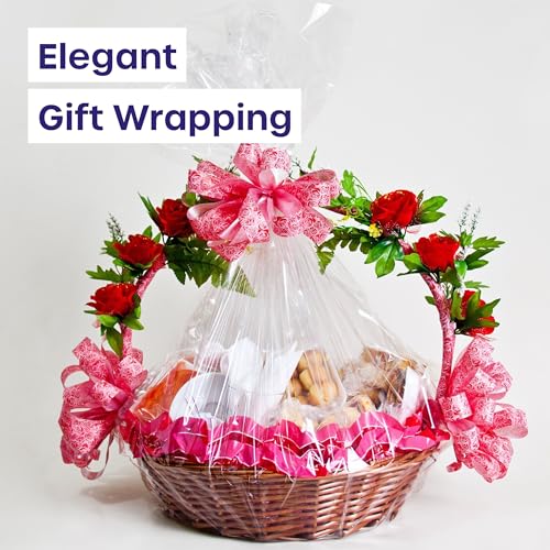volila Clear Cellophane Wrap Roll (31.5 in x 220 ft) - 3 Mil Thick Cellophane Wrap for Gift Basket, Treats, Flower Wrapping, Clear Wrapping Paper (31.5" folds into 16") - color: Clear 31.5 in x 220 ft