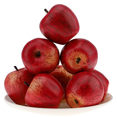 Gresorth 6pcs Fake Red Apple Decoration Artificial Realistic Fruit Display Simulation Ornament for Home Party Christmas - 7cm - color: H
