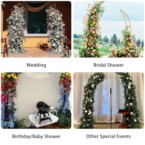Vincidern 4pcs Curved Wedding Arch Backdrop Stand, Moon Arch Backdrop Stand for Wedding, Engagement, Bridal Shower, Birthday Party Decorations, Indoor & Outdoor Use (Gold,5.9ft,6.9ft) - size: 5.9ft,6.9ft (4pcs)