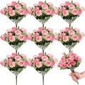 Zeyune 8 Pack 12 Inch Wedding Bouquets for Bride Bridesmaid Red Artificial Rose Bouquet Fake Silk Roses Flowers Bunches Bulk for Home Office Garden Parties(Pink) - color: Pink