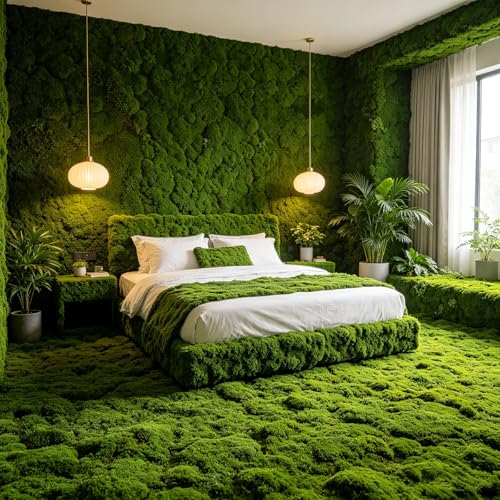 Artificial Moss Mat, 39.4 x 39.4 Inch Fake Moss for Crafts, Faux Greenery Sheet for Indoor Plants, DIY Planters, Fairy Garden, Wedding Table Centerpieces - size: 39" x 39"