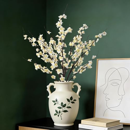 4Pcs Artificial Cherry Blossom Branches Decor, 37.6Inch Faux Spring Summer Flowers, Realistic Long-Stem Artificial Flow Stems for Wedding, Vase Filler, Home, Office Decor, Table Centerpieces (White)