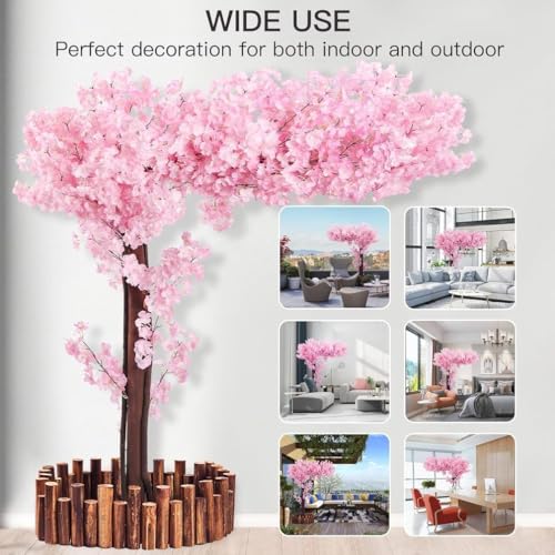 Artificial Cherry Blossom Tree Indoor Outdoors, Faux Cherry Blossom Tree ,Christmas Big Fake Cherry Trees for Living Room Wedding Party Office Shopping Hotel Restaurant Home Decor,Pink,2.5*2.5m/8.2*8 - color: Pink, size: 2.5*2.5m/8.2*8.2ft