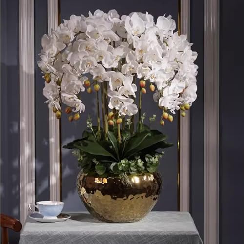 Artificial Phalaenopsis 4 Pcs Artificial Flowers Artificial Orchid Flowers Stem Fake Plants for Décor (White) - color: White