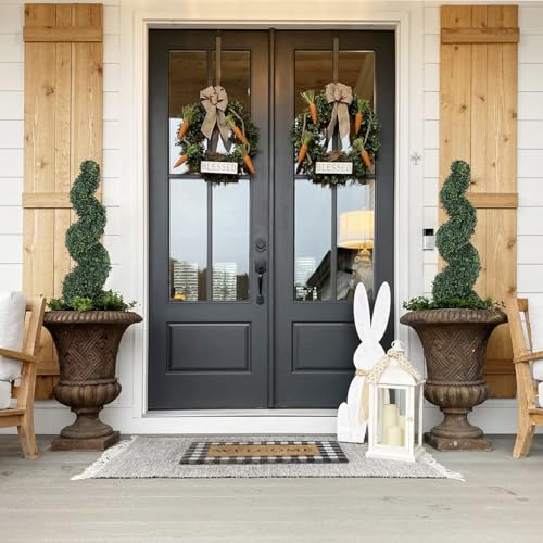 3ft Spiral Topiary Trees Artificial Outdoor Set of 2 – UV Resistant Faux Boxwood Plants for Outdoor Planters, Fake Bushes & Shrubs for Front Porch Outside Decor (3 Foot/36 Inch) - color: Dark Green, size: 3ft