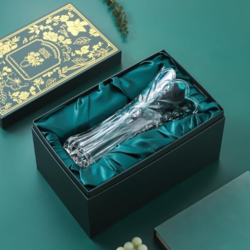 JASVIC 12 Inch Crystal Vase for Flowers with Luxury Gift Box, Pearl Design, Large Crystal Clear Glass Vase Suitable for Home Office Decor, Birthday, Wedding Anniversary or Mother's Day - color: Pearl Design