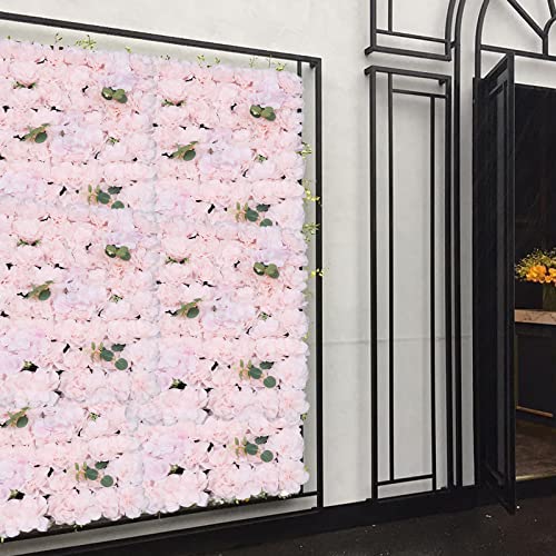 6 Pcs Artificial Flower Wall Panels 3D Flower Background Panel for Wall, 60x40cm Wedding Flower Decorations Wall Silk Rose Panels for Party, Nail, Photo Areas, Stage Background (Light Pink) - color: 6pcs, Light Pink