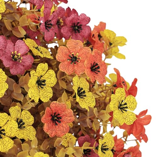 24" Artificial Potted Fall Plants Outdoor Set of 2, UV Resistant Faux Daisy Mums Flowers with Eucalyptus, Decorative Plants in Pots for Front Porch, Patio & Entryway - color: Fall Mixed, size: 24in Daisy Eucalyptus