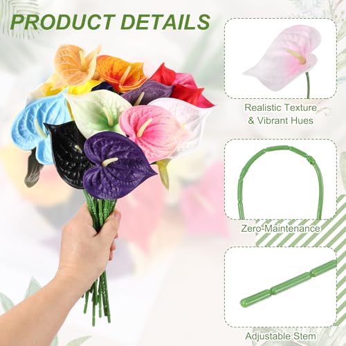 uxcell 4Pcs 11inch Artificial Anthurium Lily Flowers, Permanent Flower Bouquet for Home Arrangements Wedding Festival Decoration Crafts Store Decor Accessories, Light Pink - color: Light Pink