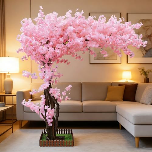 10FT Large Artificial Cherry Blossom Trees Pink for Home Decor Indoor Outdoor,Arbol De Cerezo Artificial Grande,Faux Fake Cherry Blossom Tree for Garden Party Wedding - color: Pink, size: 10x8.2ft