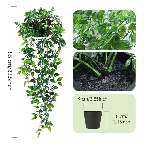 Clearain Fake Plants Hanging Artificial Potted Faux Eucalyptus Plants for Boho Farmhouse Bathroom Office Desk Wall Bookshelves Room Accessories Decorations - color: 1pcs-type a