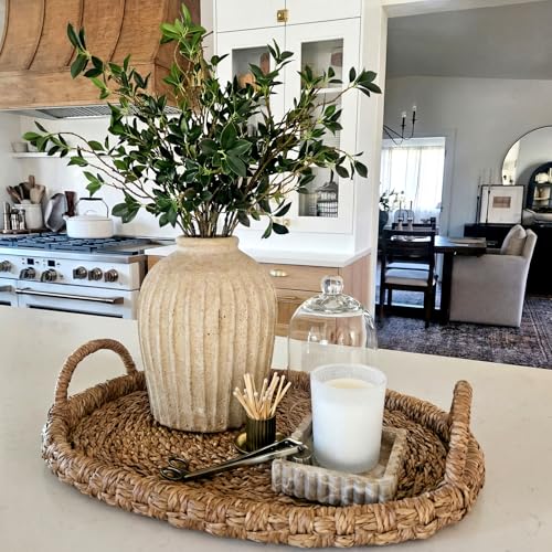 Suncalla 3 Pcs Artificial Greenery Stems 40 Inch Tall Faux Bay Leaf Branches Summer Fake Greenery Plants Plastic Bay Laurel Stems for Vase Filler, Wedding Table Centerpieces, Neutral Modern Home Decor - color: Bay Leaf, size: 40 Inch