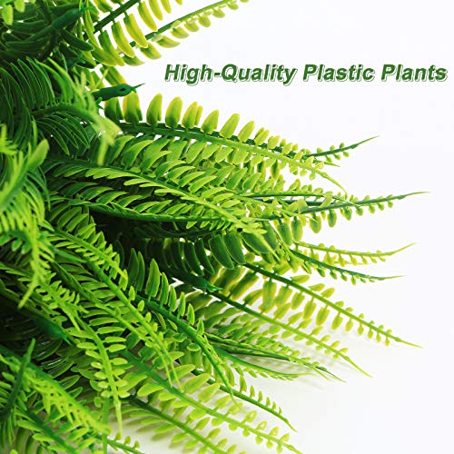 Coreland Outdoor Artificial Boston Fern Plants Bushes 20Packs Faux Plants Shrubs Greenery UV Resistant for House Office Garden Décor - color: 20 Pcs