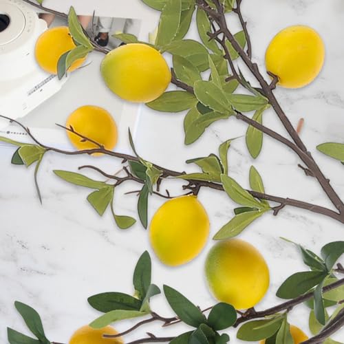 Woration 37.4 Inch Artificial Lemon Fruit Branches Fake Greenery Decoration for Home Garden Patio Flower Arrangement Photography Props 3pcs - color: 37.4 Inch Fake Lemon Branches