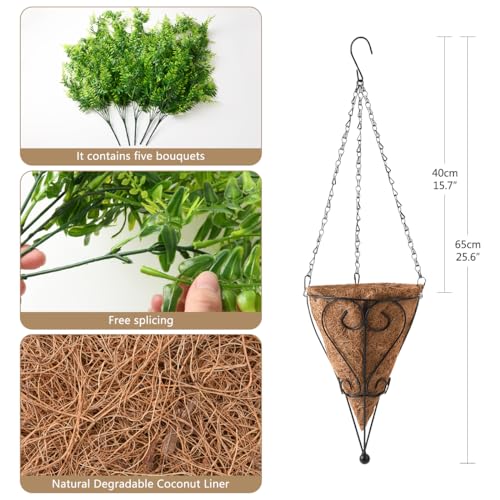 ZFProcess Artificial Faux Hanging Plants Basket for Spring Summer Outdoor Decoration, Fake Eucalyptus Leaf UV Resistant Look Real for Outside Porch Home Patio Balcony Yard(Eucalyptus Leaf) - color: Green